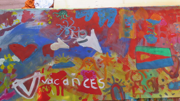 Gemeinsames Werk, gemalt während der Sommerferien 2022 in Treyvaux